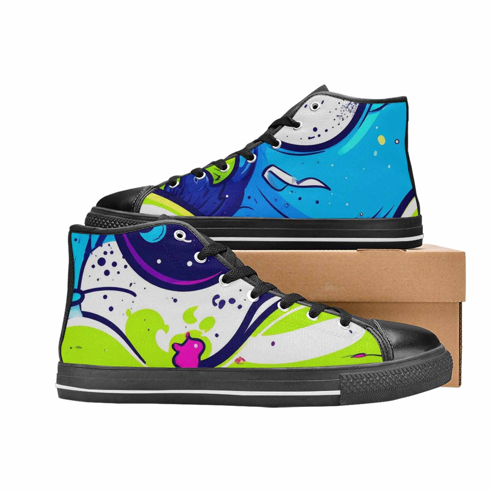 MEN'S Acid Wash Cartoon High Top Canvas Surreal Sneakers