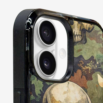 iPhone 16 Case — Military Camo Texture Combined With Distressed, Custom Print Case Cover