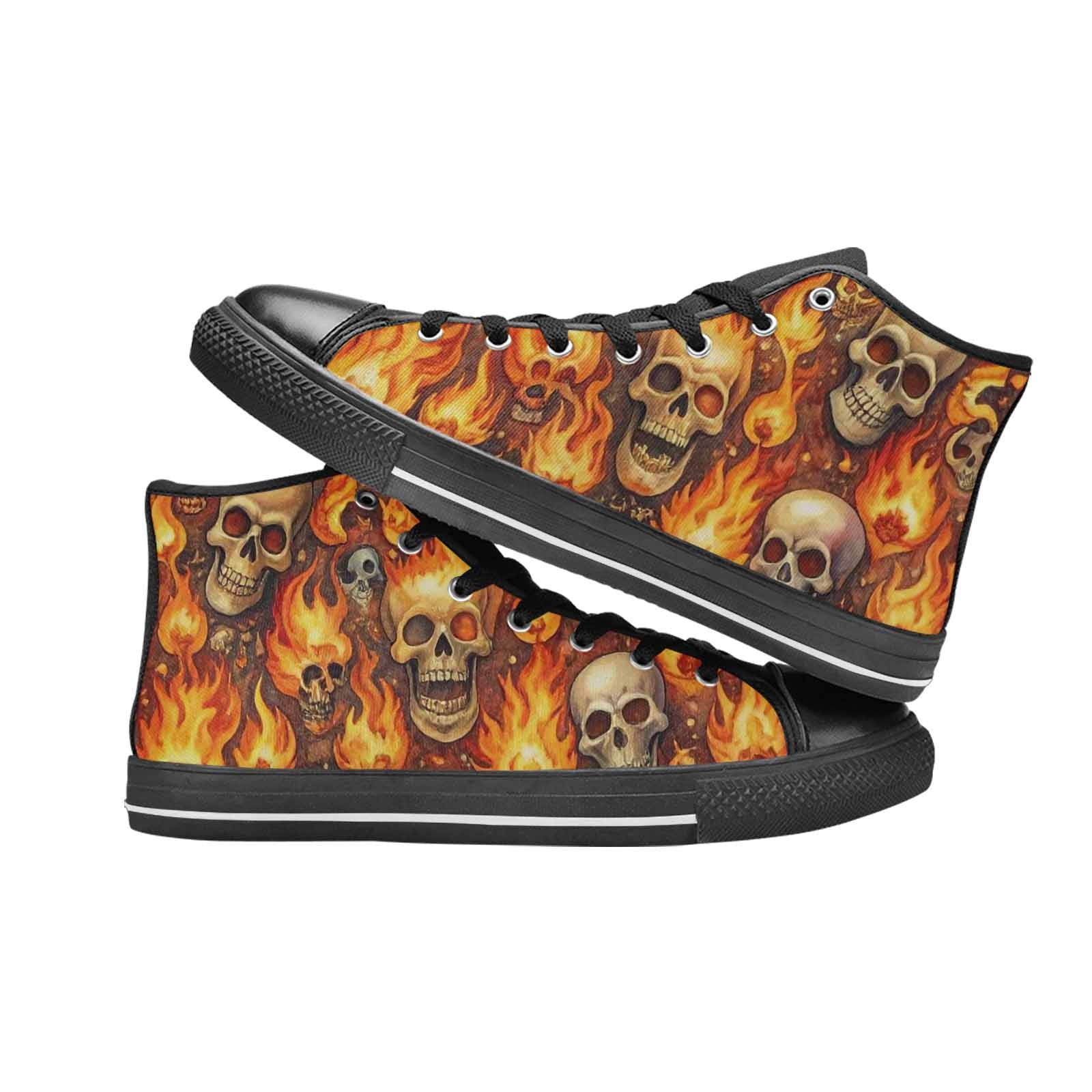 WOMEN'S Skulls - Flaming High Top Canvas Y2K Sneakers
