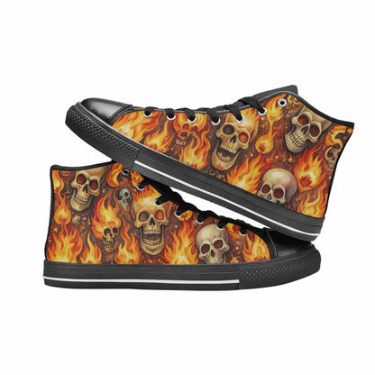 WOMEN'S Skulls - Flaming High Top Canvas Y2K Sneakers
