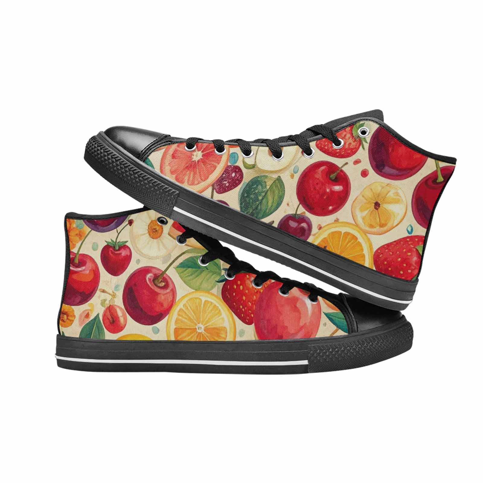 WOMEN'S Cherry Fruit Print High Top Canvas Cottagecore Custom Shoes