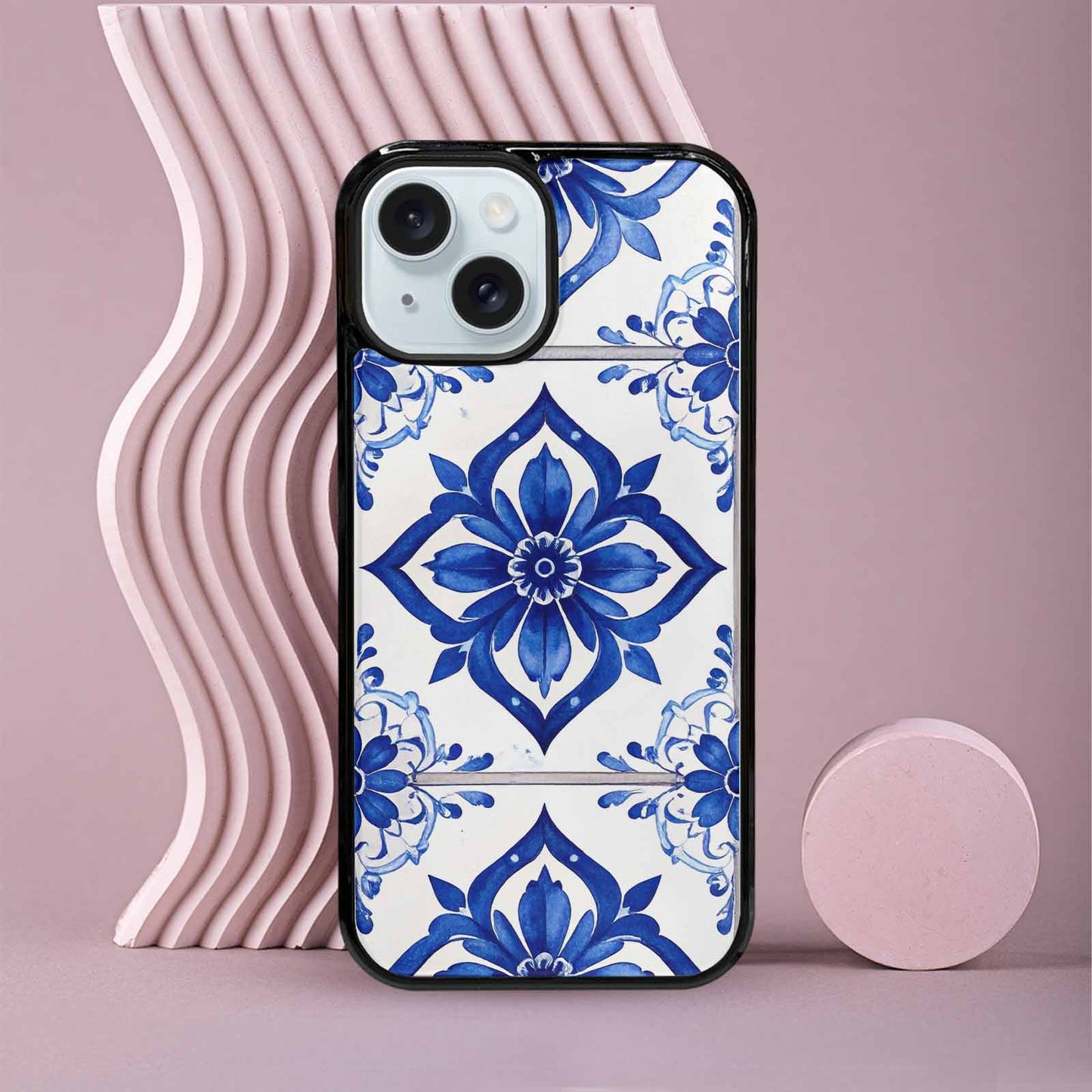 iPhone 15 Case — Mexican Talavera Tile Pattern Floral Geometric, Custom Phone Case