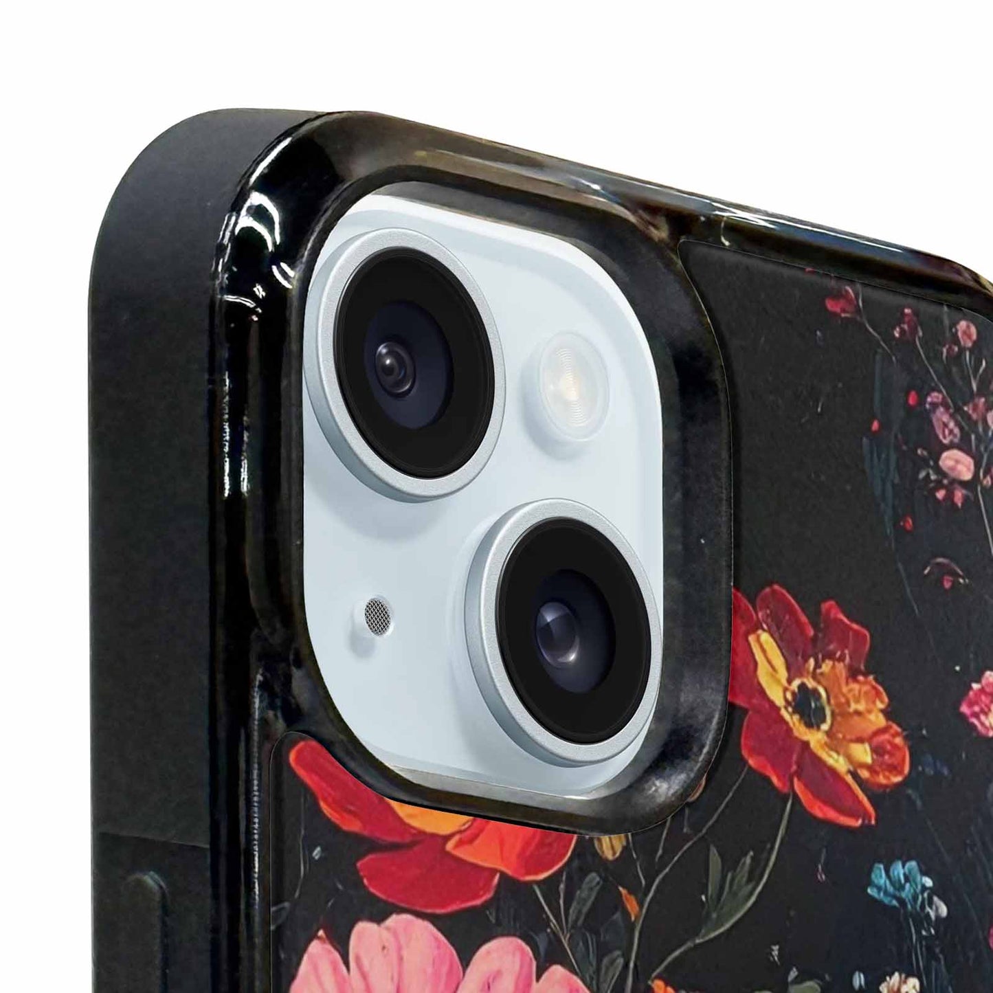 iPhone 15 Case — Shadowy Glitch Floral Pattern Hundreds Of, Custom Designed Case Cover