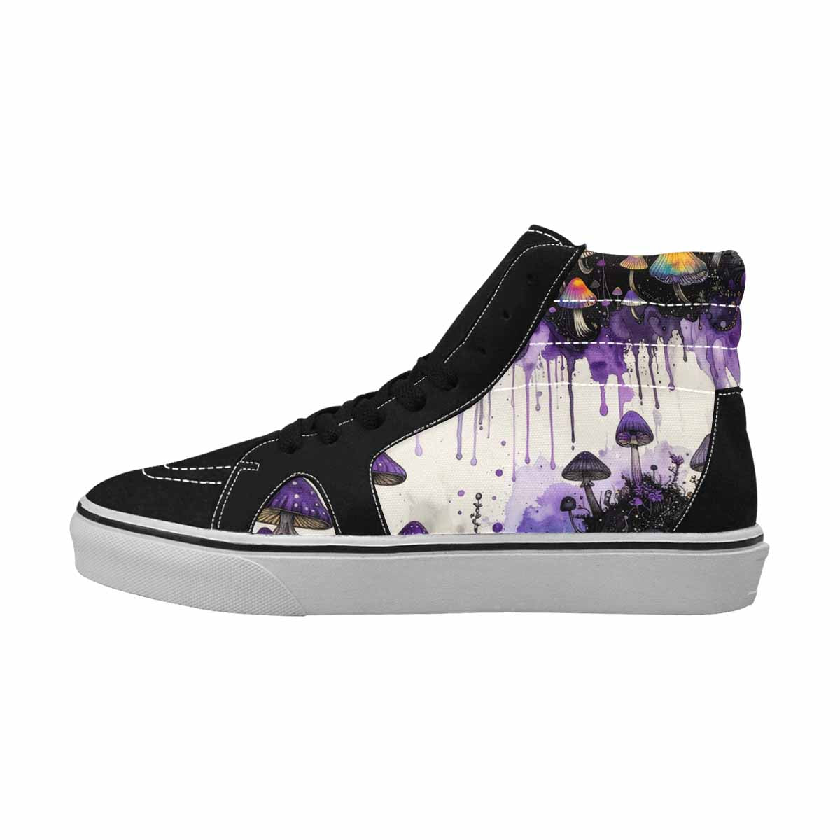MEN'S Rainbow Drip Mushrooms High Top Canvas Grunge Shoes