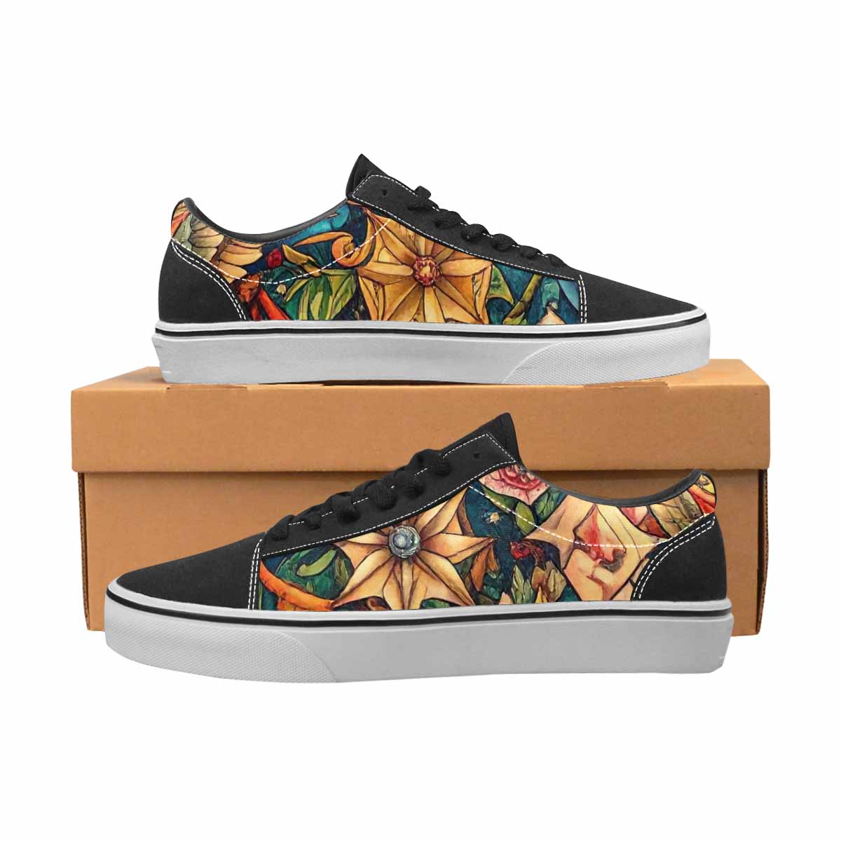WOMEN'S Old School Tattoo Canvas Lace-Up Grunge Sneakers
