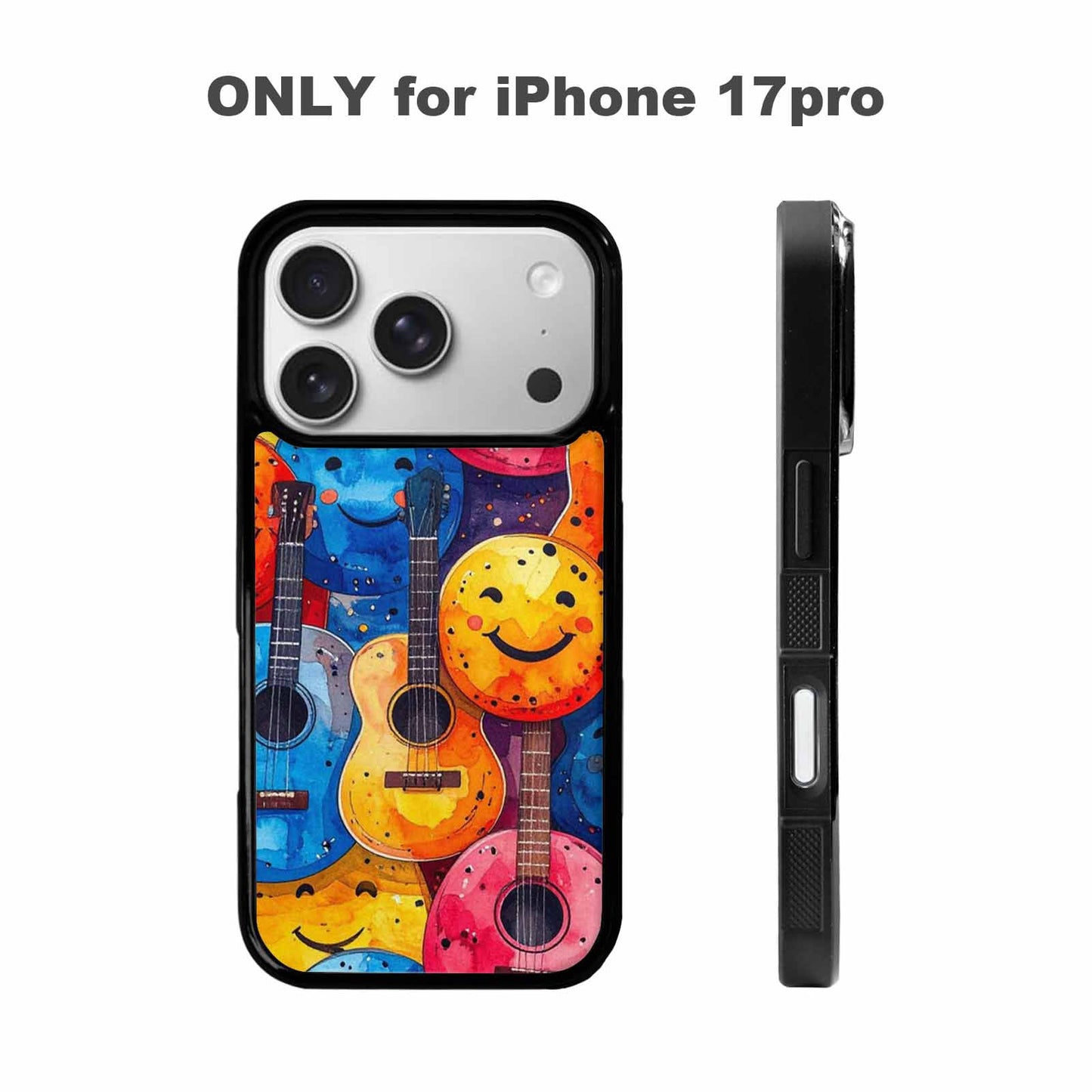 iPhone 17 Pro Case — Watercolor Smiley Face Guitar Watercolor Abstract, Customized Protective Case