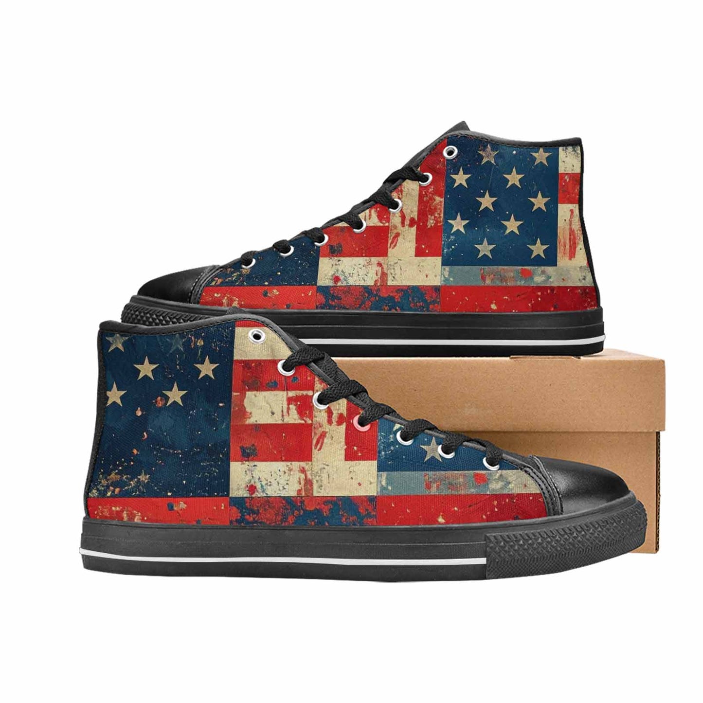 MEN'S American Flag Stars High Top Canvas Dark Academia Sneakers