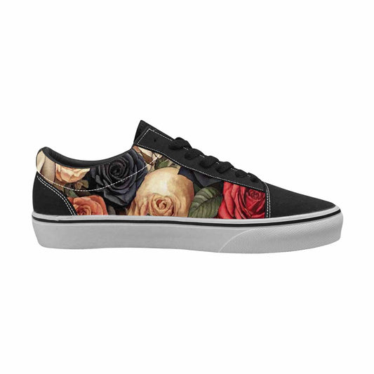 WOMEN'S Skulls - Roses Canvas Lace-Up Vivid Custom Sneakers
