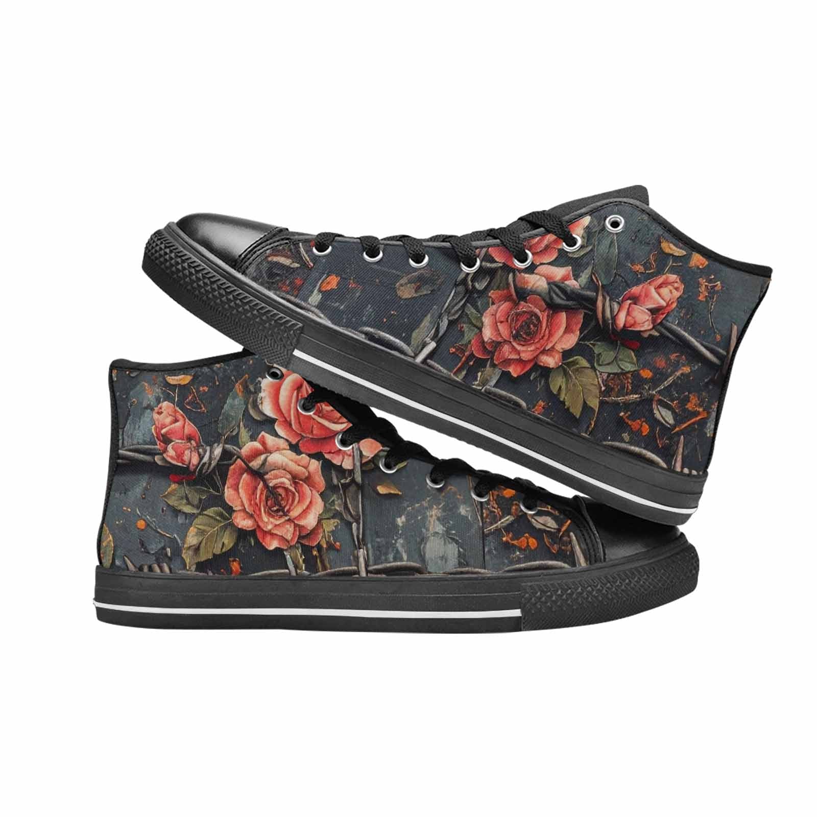 MEN'S Barbed Wire Chain High Top Canvas Wallpaper Art Shoes
