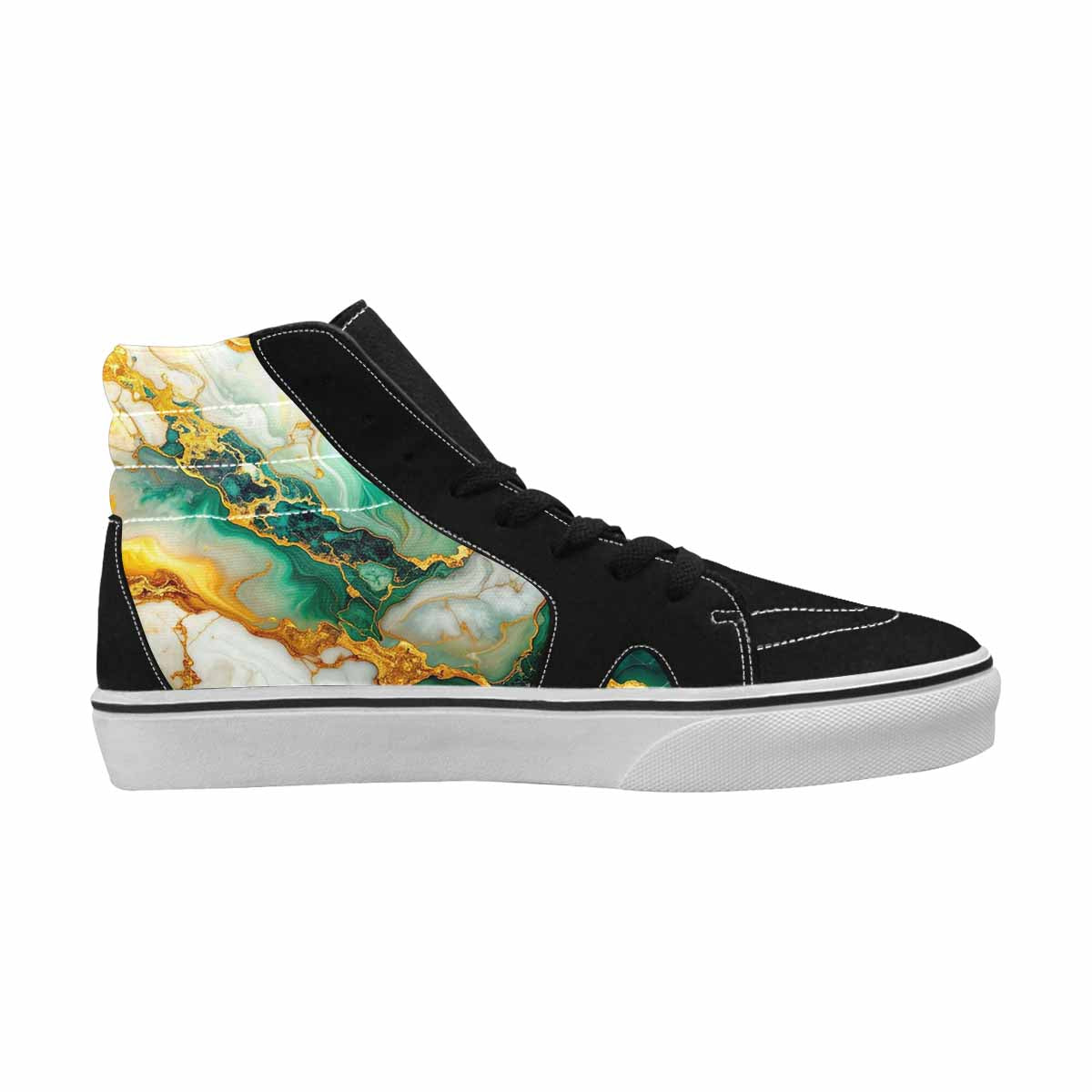 MEN'S Marble Gold High Top Canvas Dark Academia Custom Sneakers