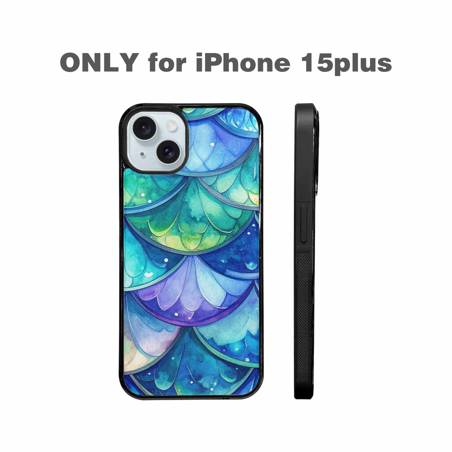 iPhone 15 Plus Case — Mermaid Scale Art Pattern, Custom Printed Phone Case