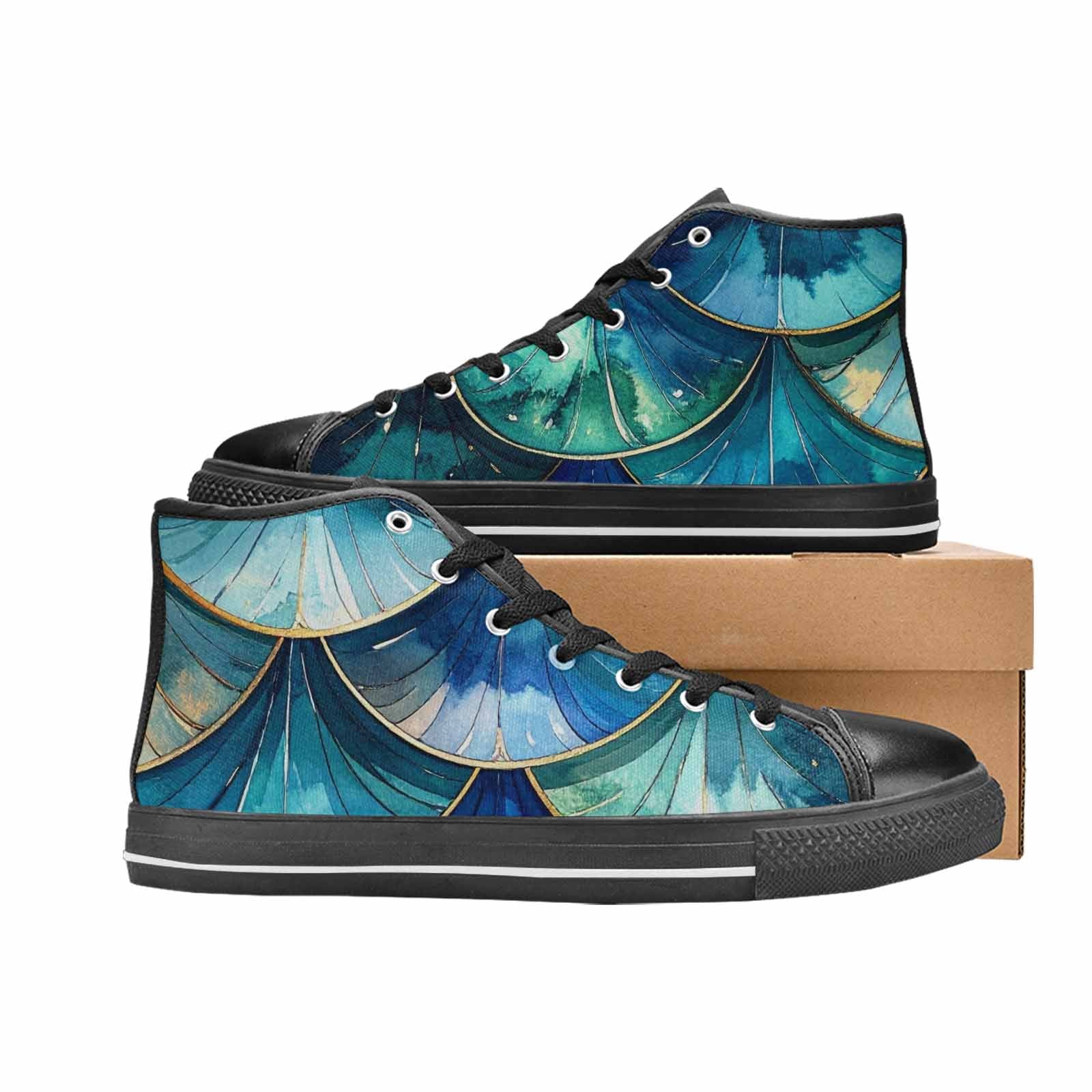 MEN'S Mermaid Scale High Top Canvas Wallpaper Art Shoes