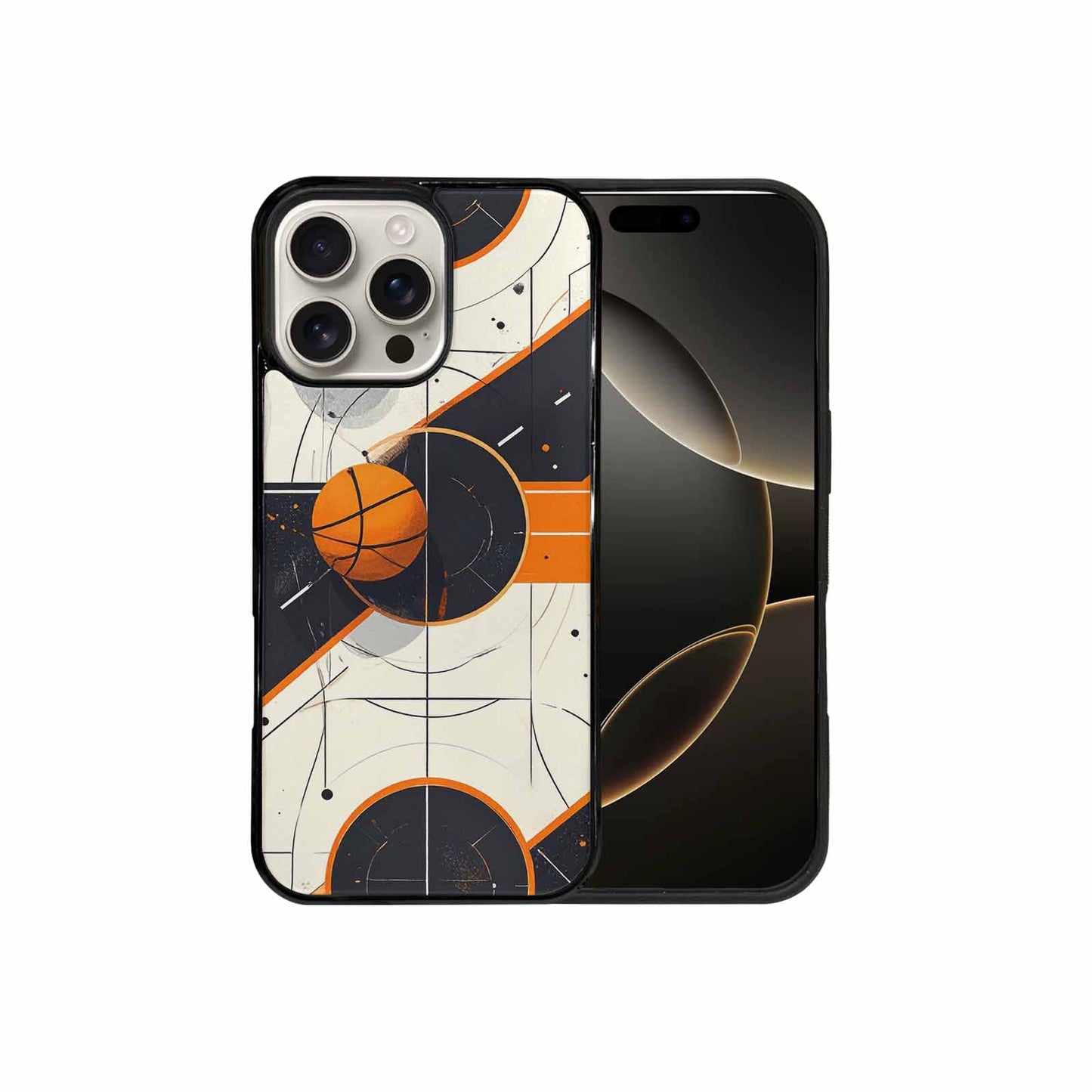 iPhone 16 Pro Max Case — Basketball Pattern Court Lines And Balls, Custom Print Case Cover