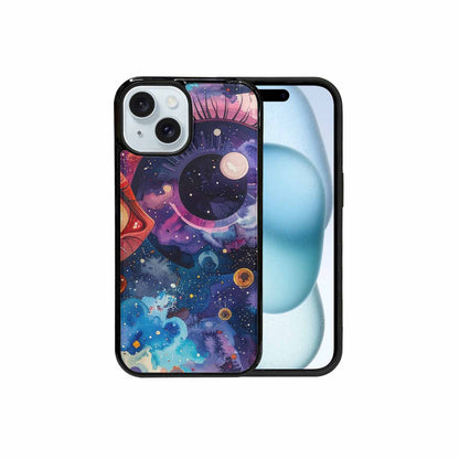 iPhone 15 Case — Cartoon Eyeballs Galaxy, Custom Art Phone Cover