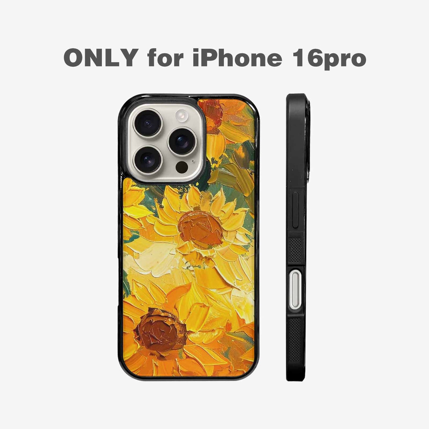 iPhone 16 Pro Case — Impressionist Sunflower Brushstroke Pattern Hundreds Of, Custom Made Phone Cover