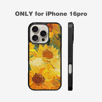 iPhone 16 Pro Case — Impressionist Sunflower Brushstroke Pattern Hundreds Of, Custom Made Phone Cover