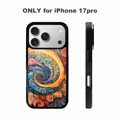 iPhone 17 Pro Case — Tie Dye Swirls Black White Tie, Personalized Phone Case