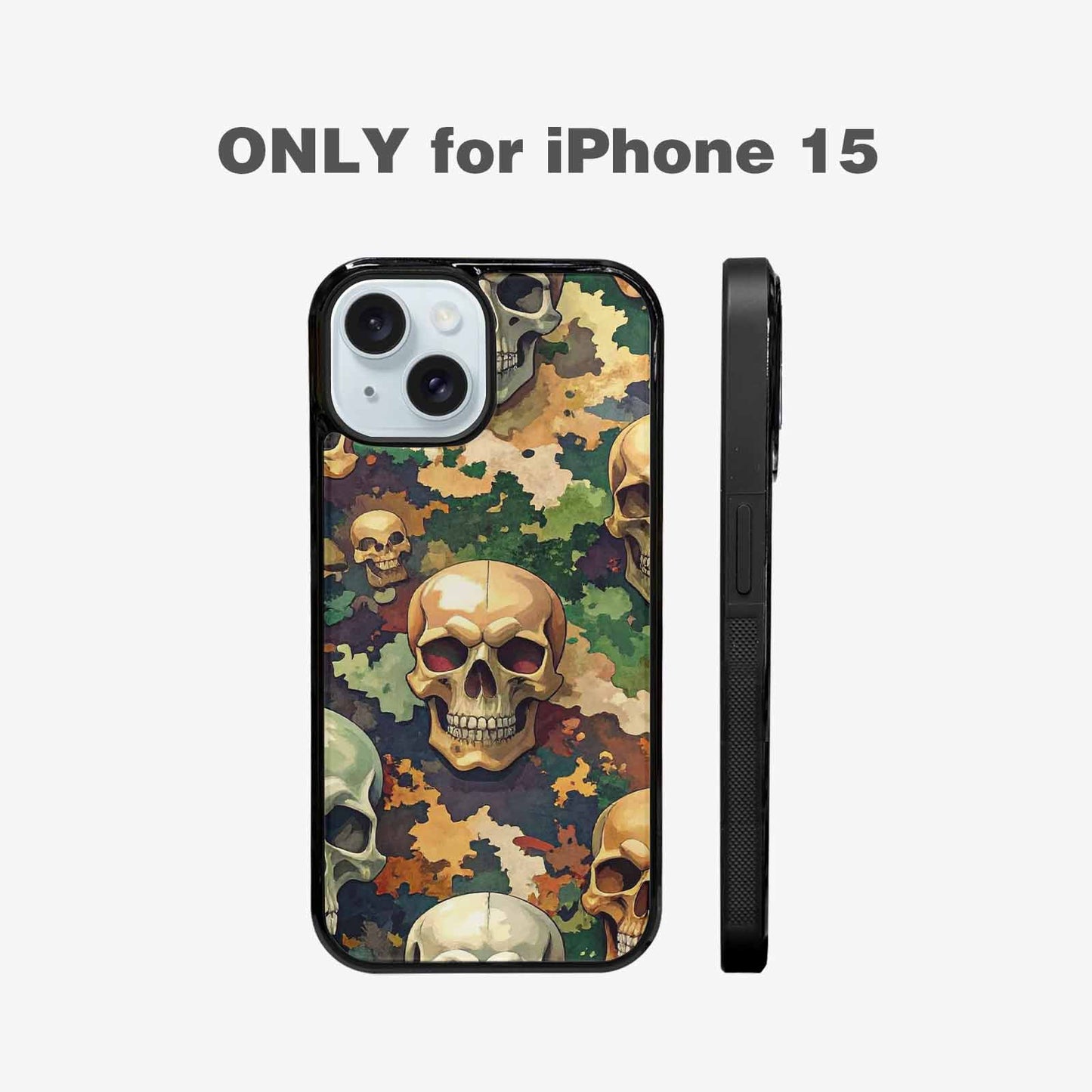 iPhone 15 Case — Skulls Camoskulls Pattern Hu A0j, Custom Made Phone Cover