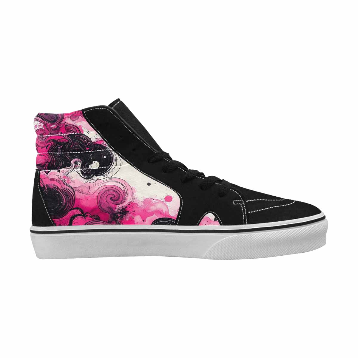 MEN'S Van Gogh Black & Pink Ink High Top Canvas Original Design Grunge Custom Print Sneakers