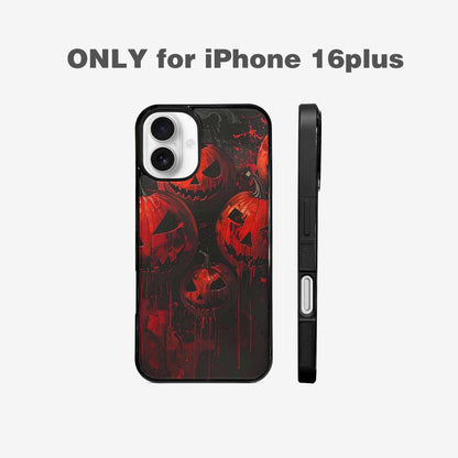iPhone 16 Plus Case — Bloody Pumpkin Face, Custom Phone Case