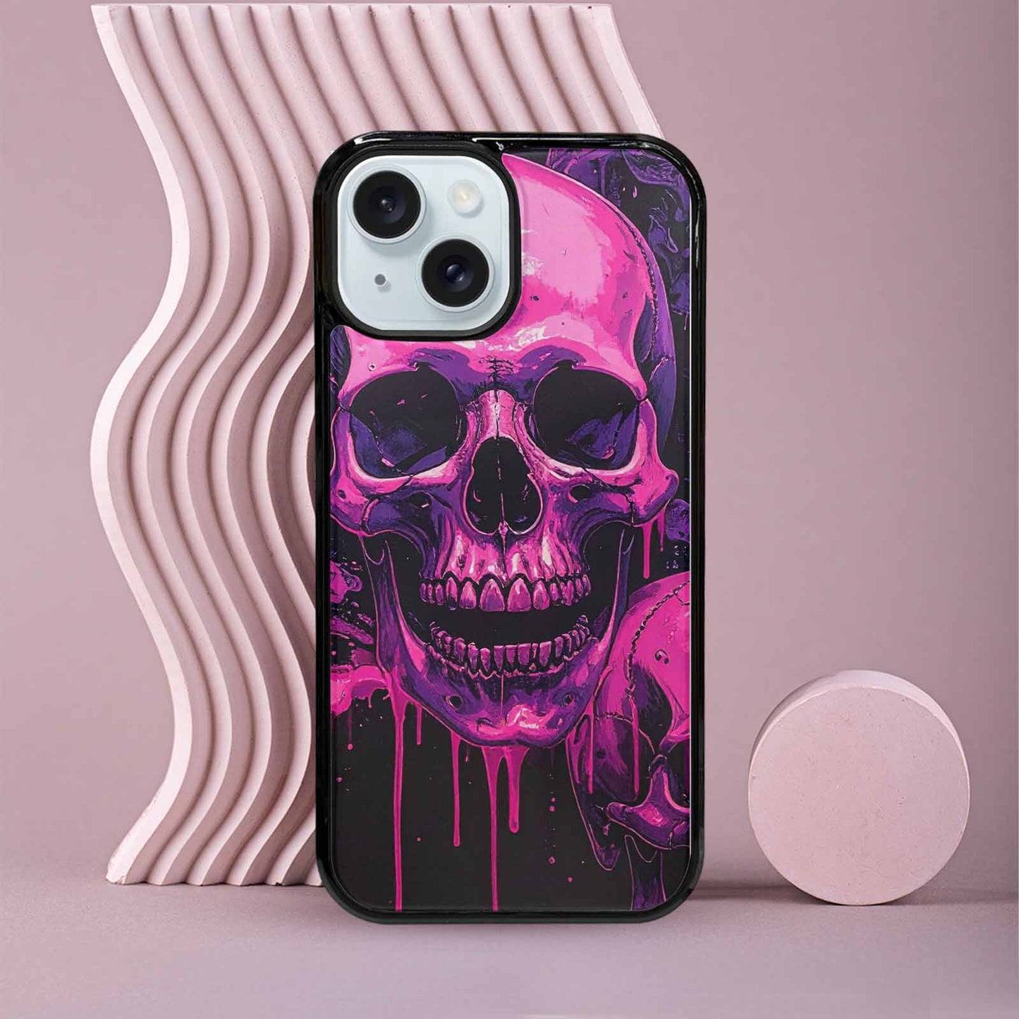 iPhone 15 Case — Pink Purple Skeletons Neon Drip Melting, Unique Phone Case Design