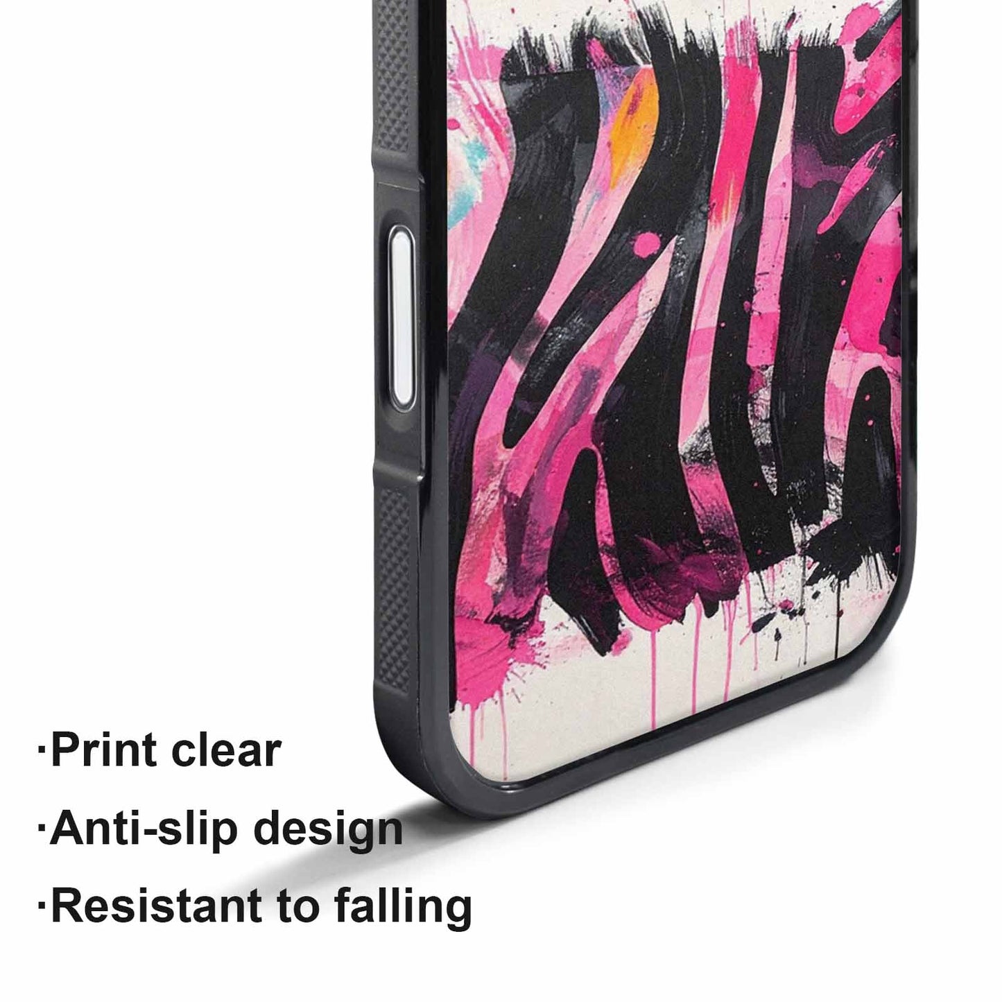 iPhone 17 Pro Max Case — Black &amp; Pink Ink Animal Print, Unique Phone Case Design