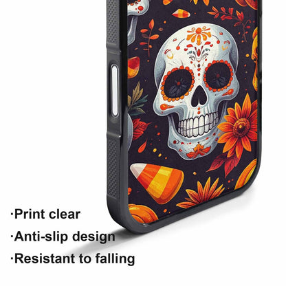 iPhone 17 Pro Max Case — Halloween Art Print Edge Gothic Skulls, Custom Made Phone Cover