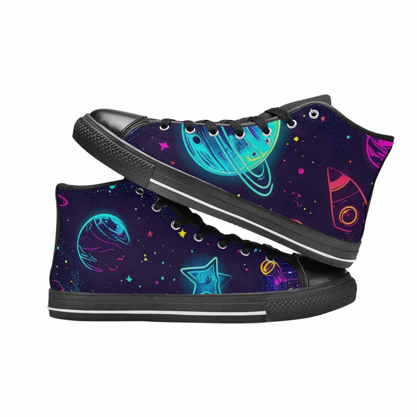 MEN'S Space Galaxy Astronaut High Top Canvas Cottagecore Custom Sneakers