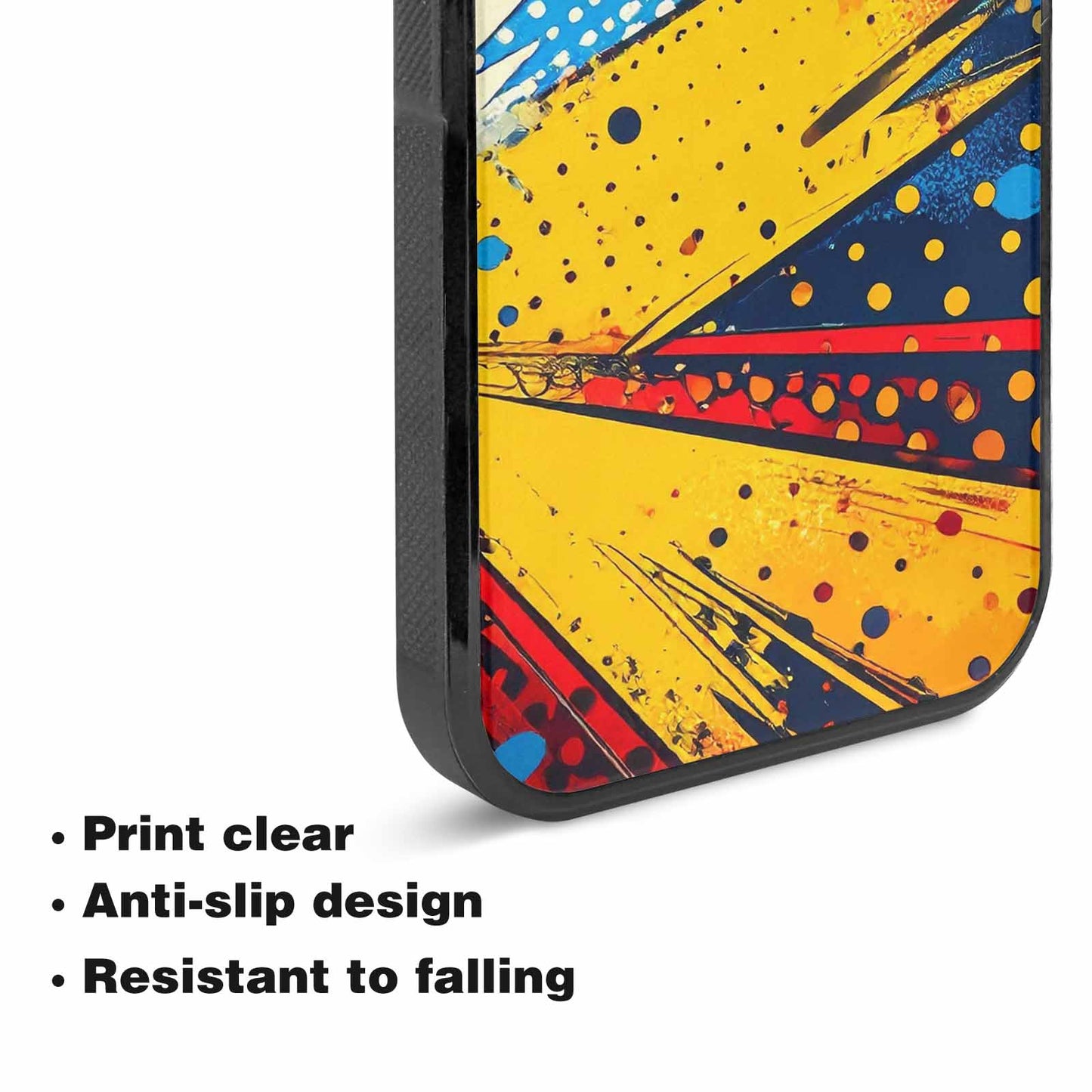 iPhone 15 Case — Comic Halftone Comic Bursts Pattern Hundreds, Customized Protective Case