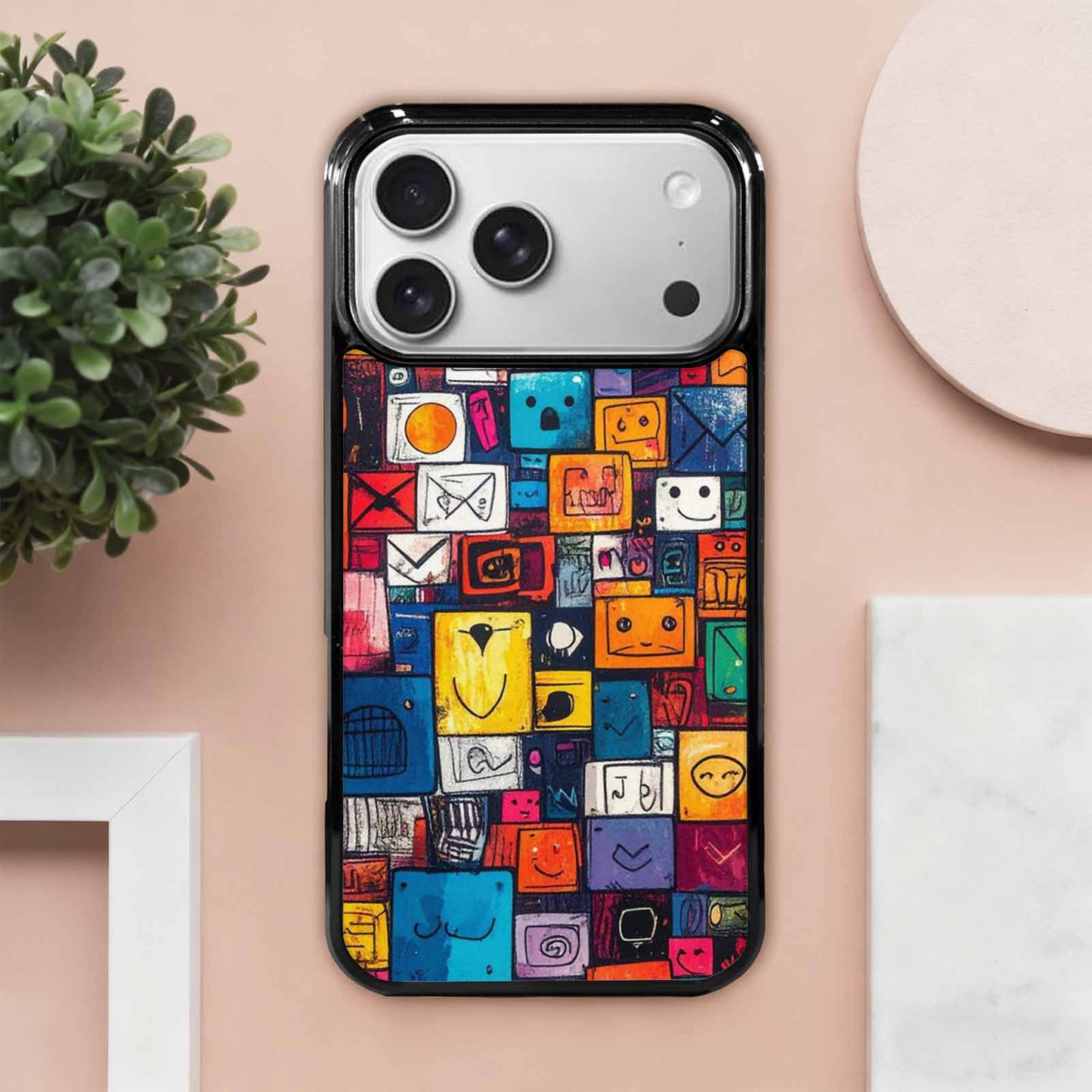 iPhone 17 Pro Max Case — Hand Drawn Icon Doodle Original Art, Custom Printed Phone Case