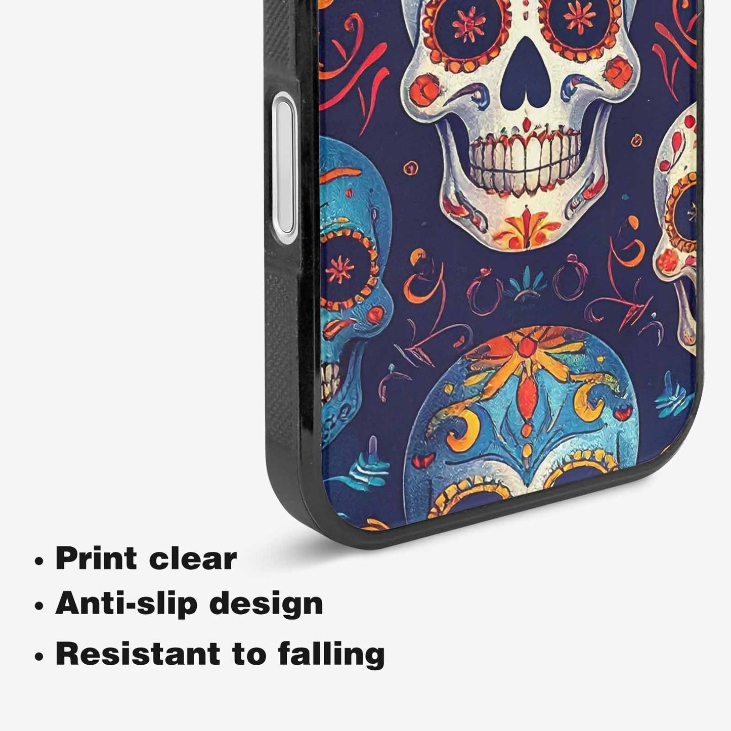 iPhone 16 Plus Case — Day Dead Sugar Skull Art 100s, Custom Printed Phone Case