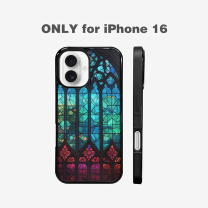 iPhone 16 Case — Stained Glass Window Pattern Seamless Repeat, Original Design Phone Case