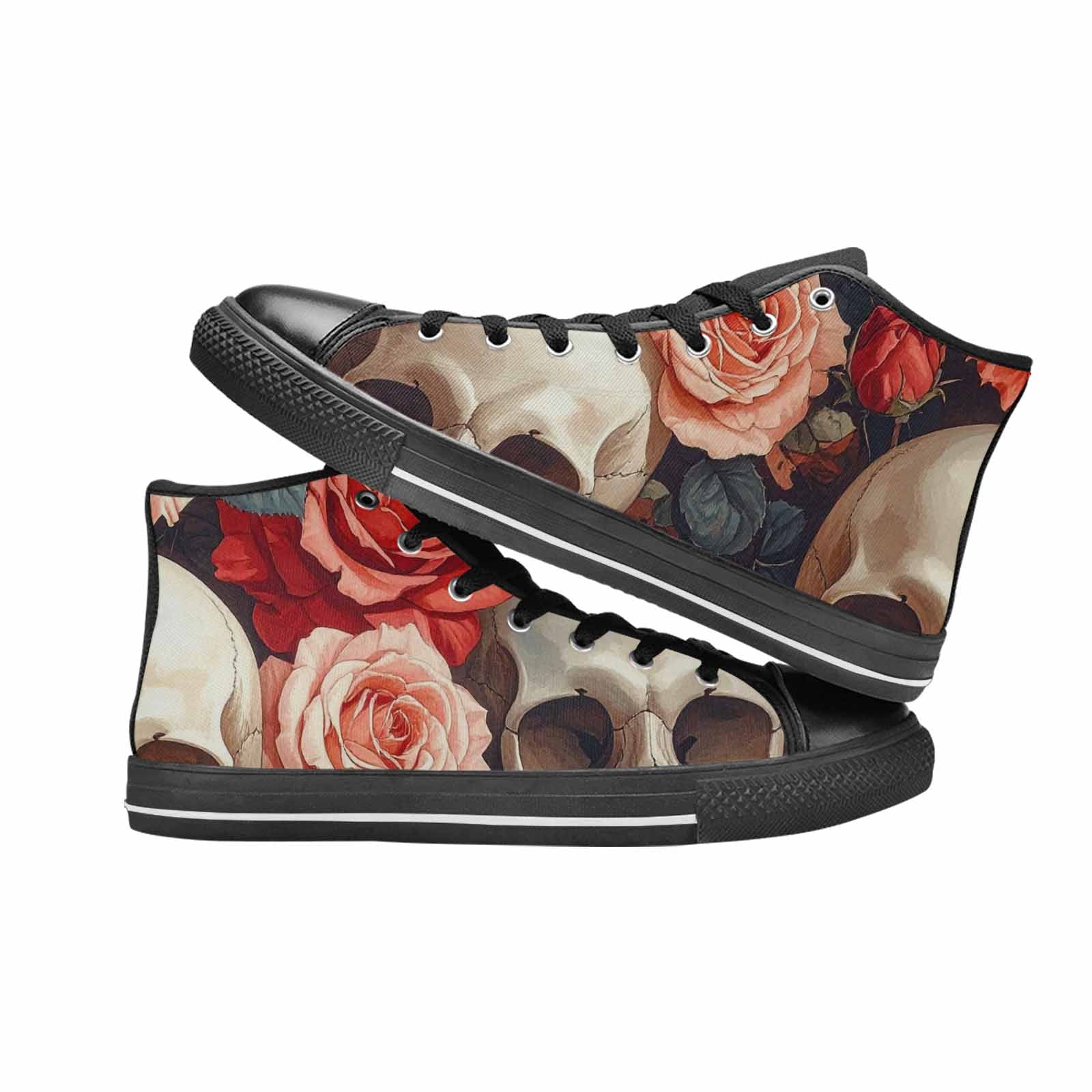 MEN'S Skulls Roses Soft Airbrush High Top Canvas Dreamcore Shoes