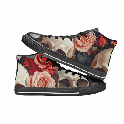 MEN'S Skulls Roses Soft Airbrush High Top Canvas Dreamcore Shoes