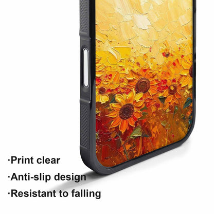 iPhone 17 Pro Case — Impressionist Sunflower Brushstroke Pattern Hundreds Floral, Custom Art Phone Cover