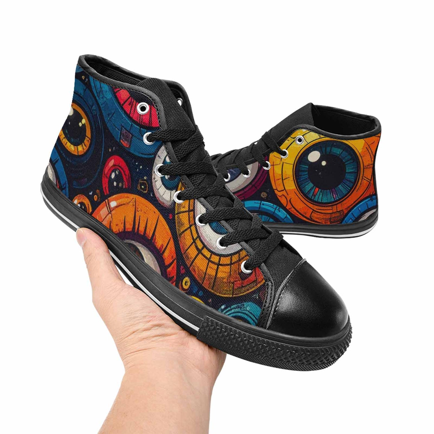 MEN'S Cartoon Eyeballs High Top Canvas Aesthetic Custom Sneakers