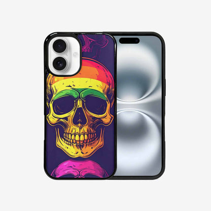 iPhone 16 Case — Pride Flag Skulls Seamless Pattern Vibrant, Custom Printed Phone Case