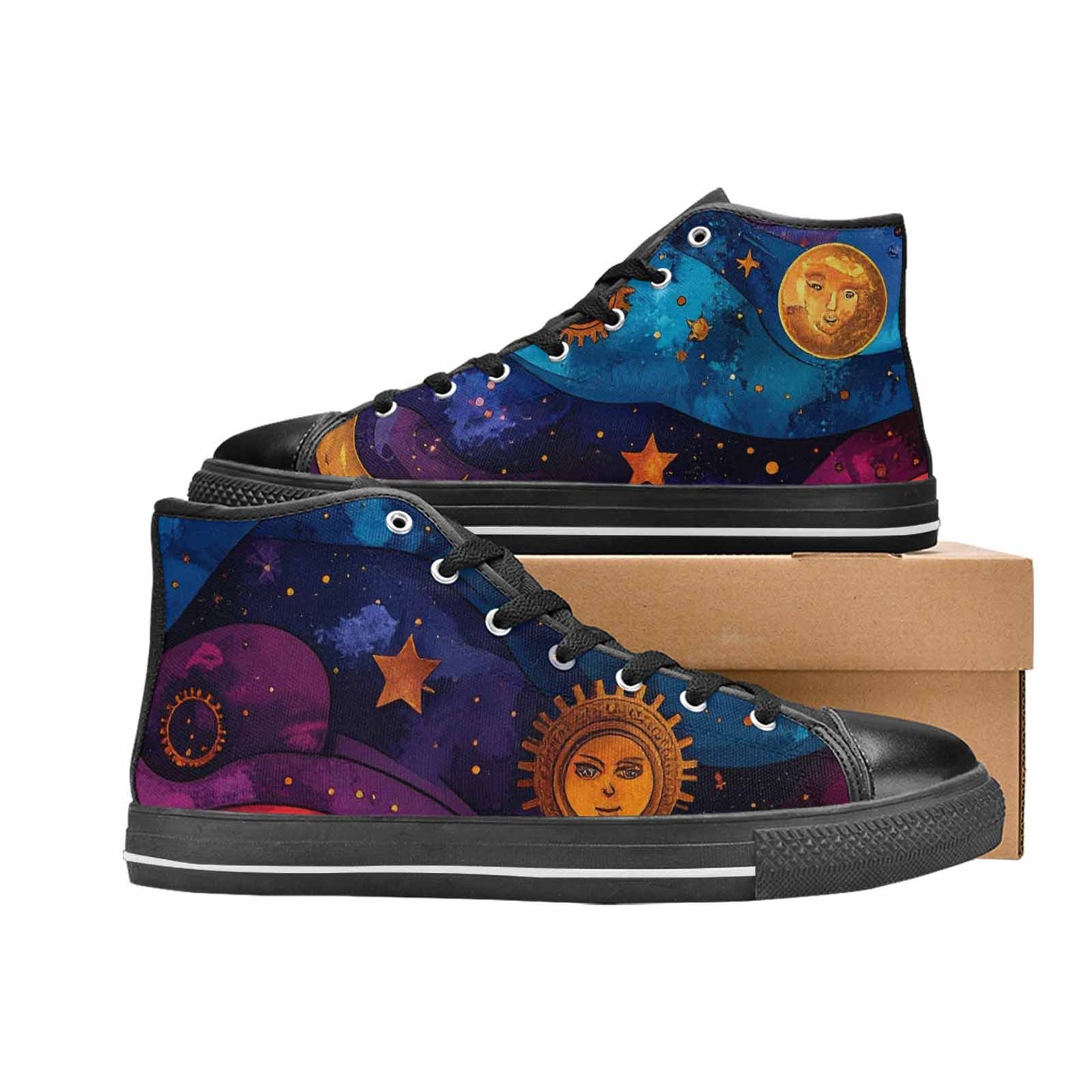 MEN'S Steampunk Galaxy High Top Canvas Neon Fantasy Custom Sneakers