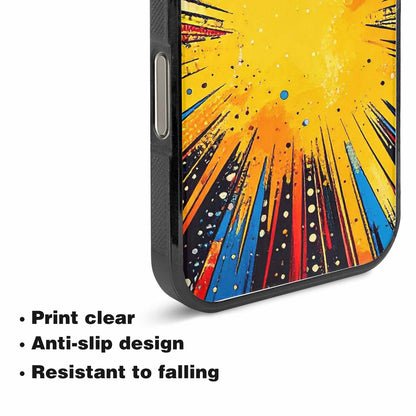 iPhone 15 Pro Max Case — Comic Halftone Comic Bursts Pattern Hundreds, Custom Made Phone Cover