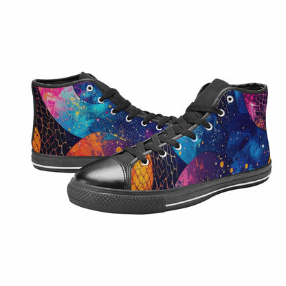 WOMEN'S Galaxy Snake Print High Top Canvas Surreal Sneakers