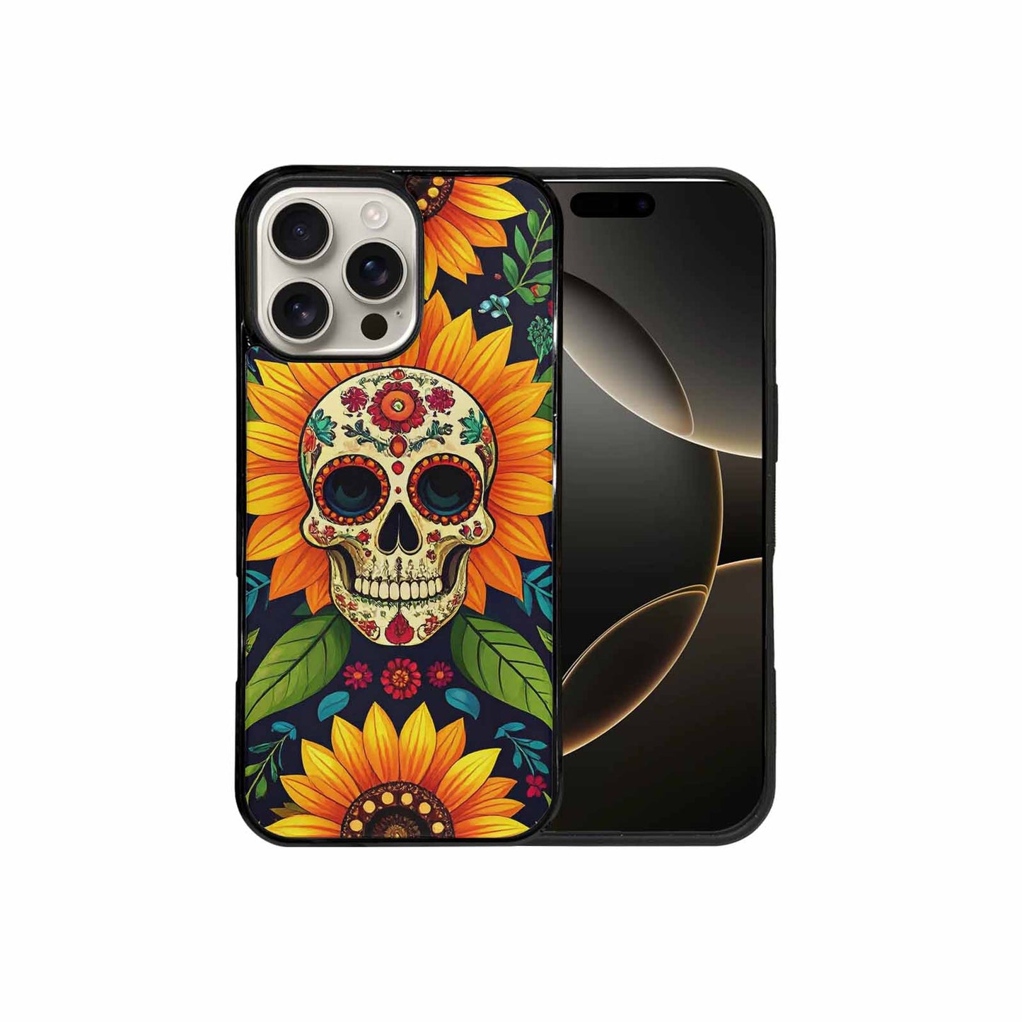 iPhone 16 Pro Max Case — Sunflowers And Skulls, Unique Phone Case Design
