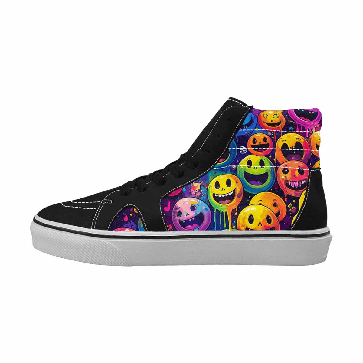 WOMEN'S Yellow Smiley Face High Top Canvas Dreamcore Shoes
