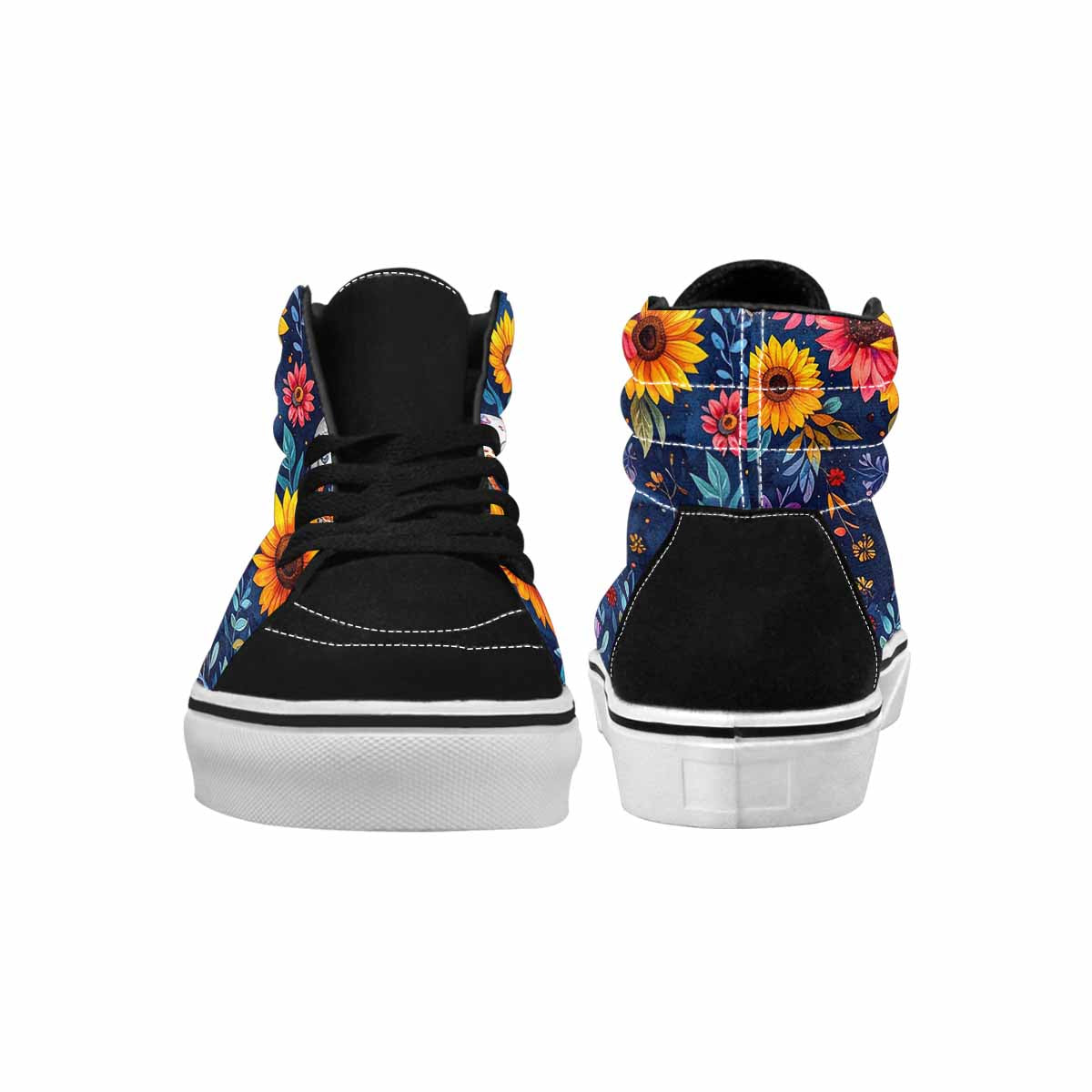 WOMEN'S Sunflower Skulls Print High Top Canvas Vibrant Chaos Sneakers