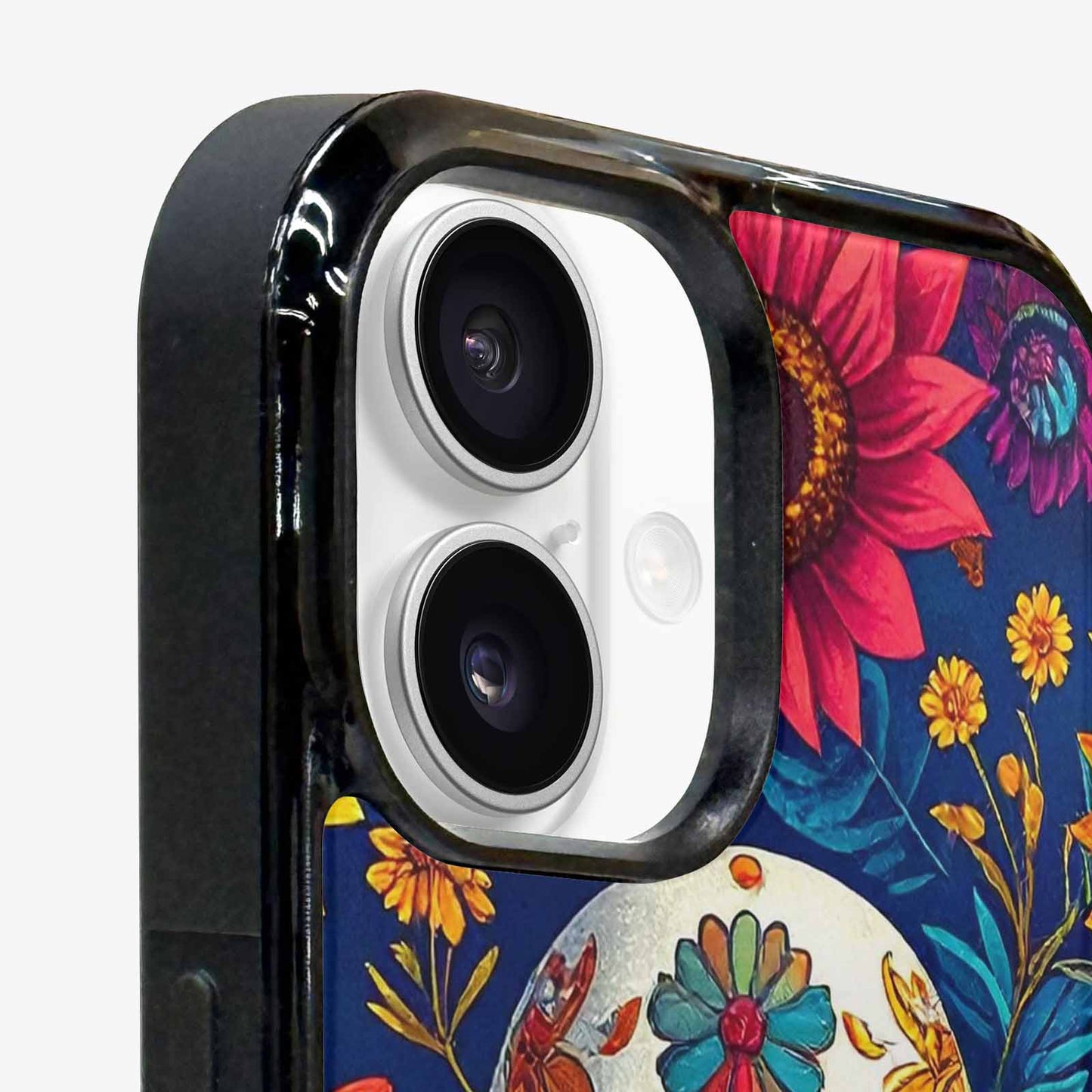 iPhone 16 Plus Case — Sunflower Skulls Print Custom, Custom Printed Phone Case