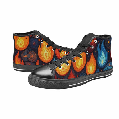 MEN'S Fire Flame High Top Canvas Dark Academia Custom Shoes