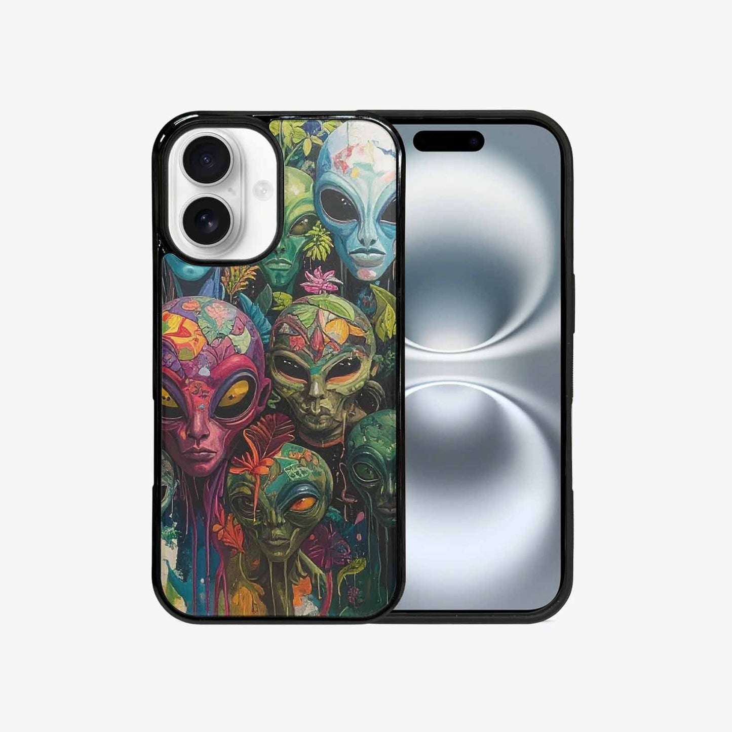 iPhone 16 Case — Aliens Pattern Hundreds Of Sma Cbj, Custom Printed Phone Case
