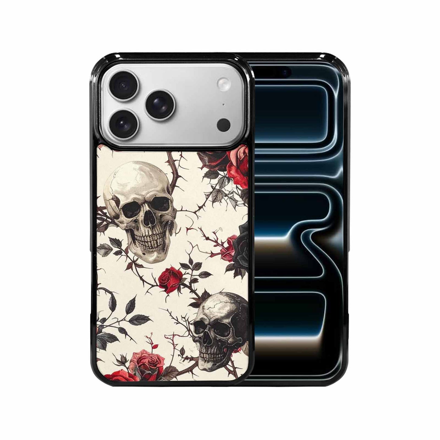 iPhone 17 Pro Max Case — Skulls Roses And Skulls Gothic Skulls, Custom Printed Phone Case
