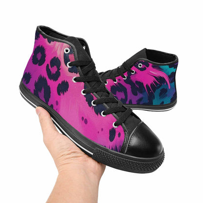 MEN'S Leopard Melting Neon High Top Canvas Surreal Sneakers