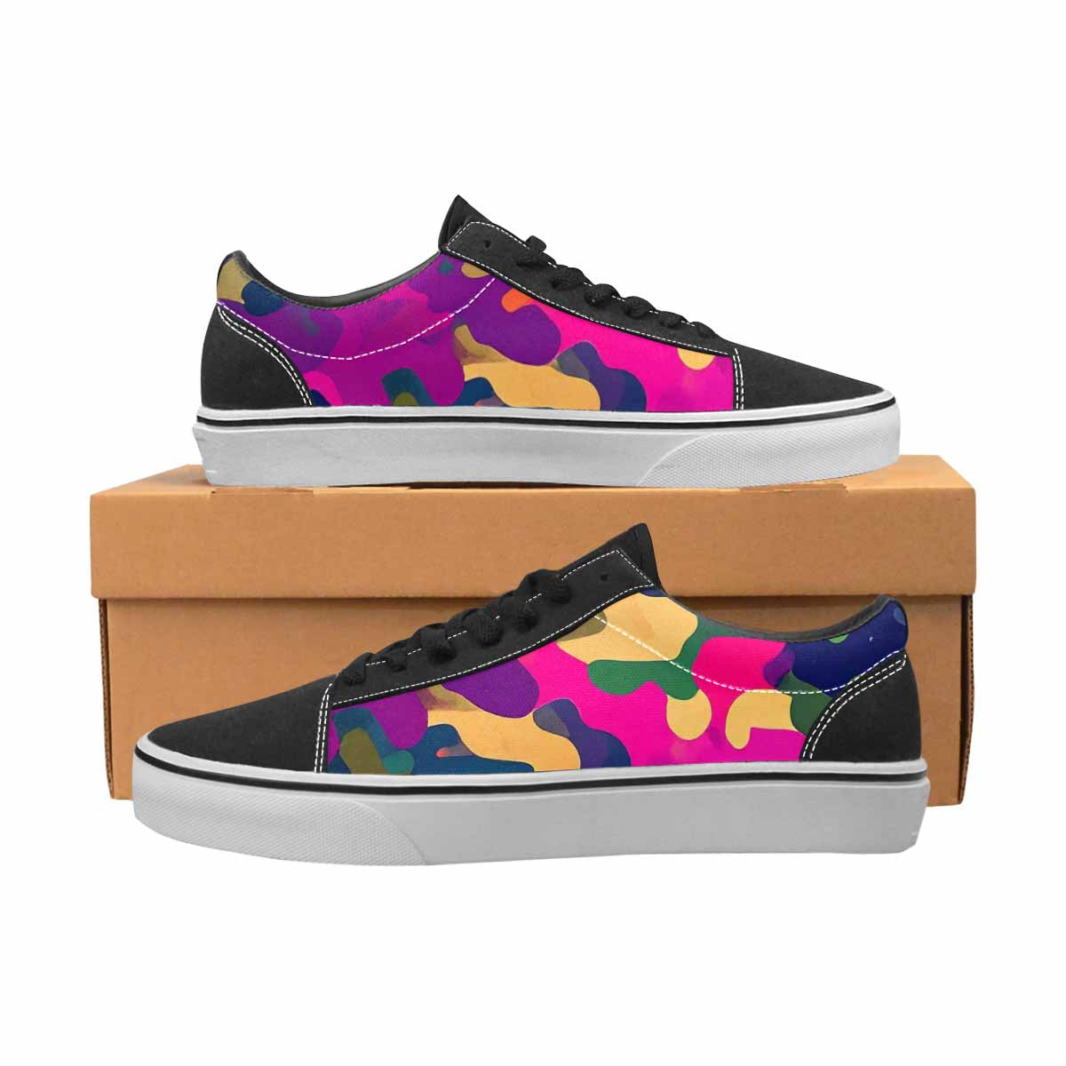 MEN'S Military Camouflage Blotch Canvas Lace-Up Neon Fantasy Custom Shoes