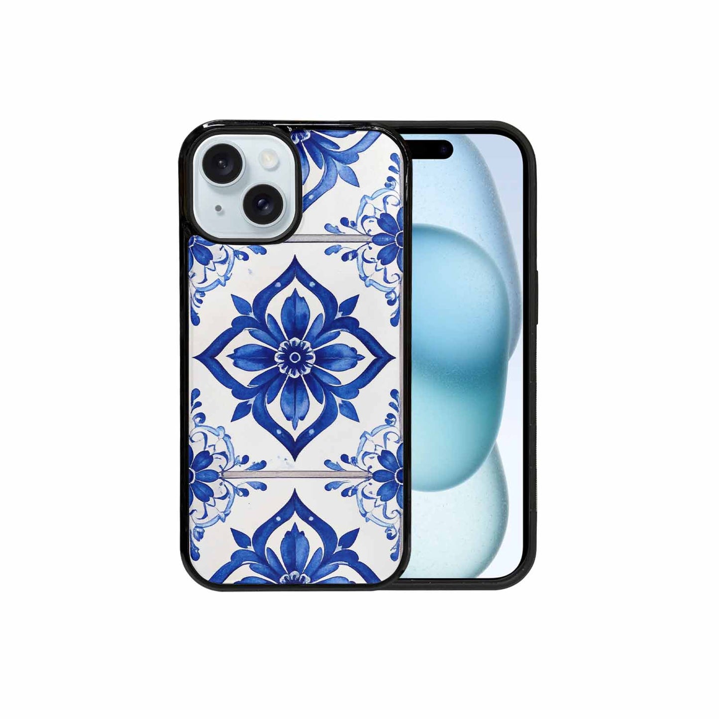 iPhone 15 Case — Mexican Talavera Tile Pattern Floral Geometric, Custom Phone Case